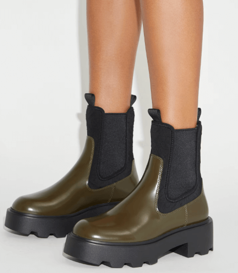 t monogram chunky heel boots